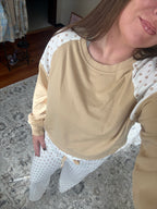 Polka Dot Patchwork Long Sleeve - Two Piece Set (Khaki)