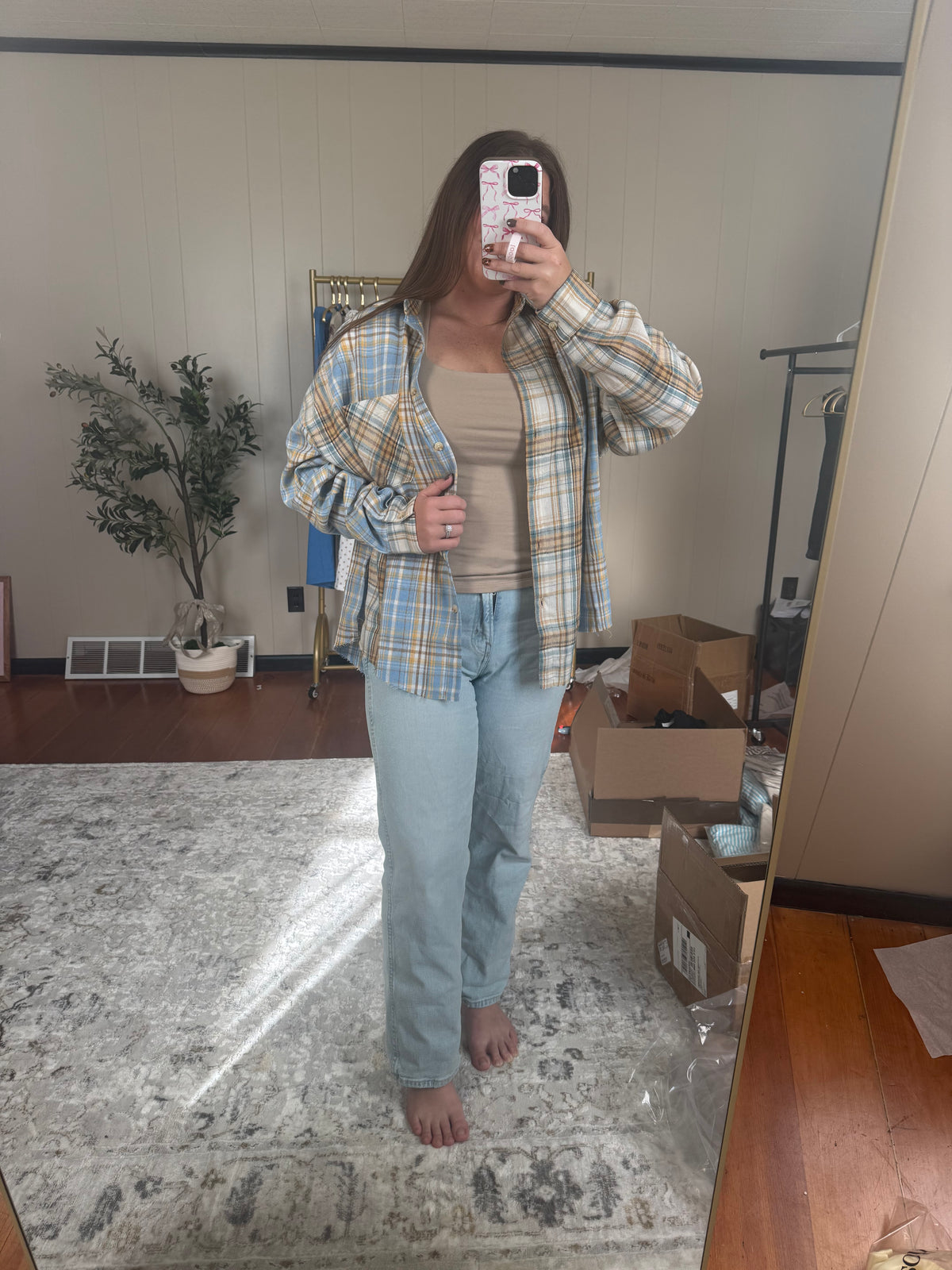 Kamrie Plaid Flannel - Tan