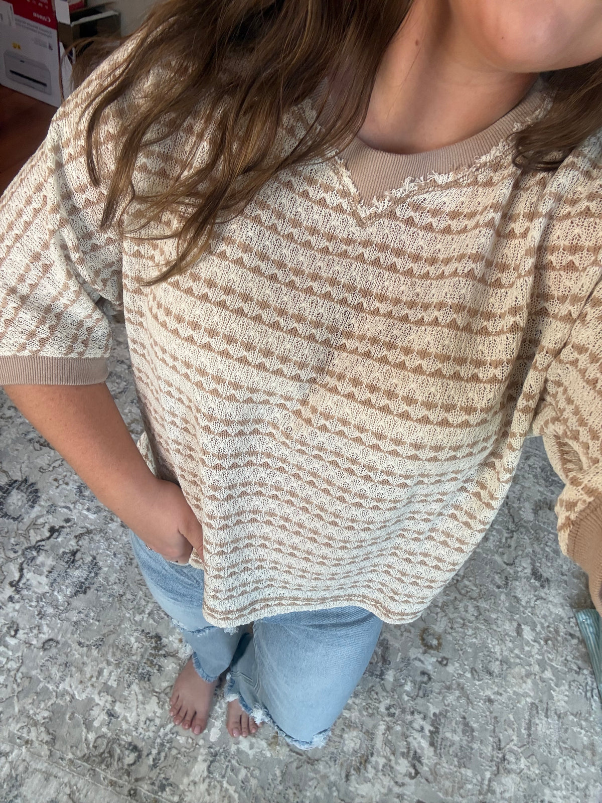 Taupe Textured Knit Top