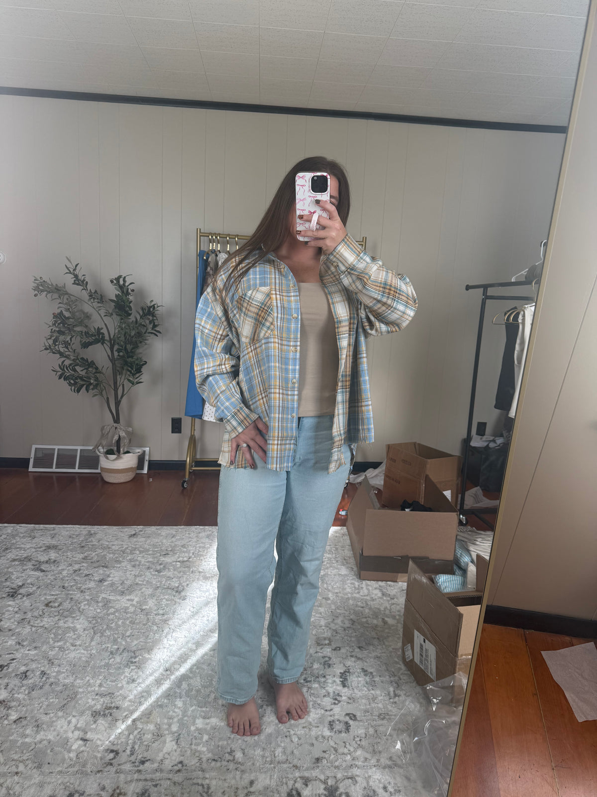 Kamrie Plaid Flannel - Tan