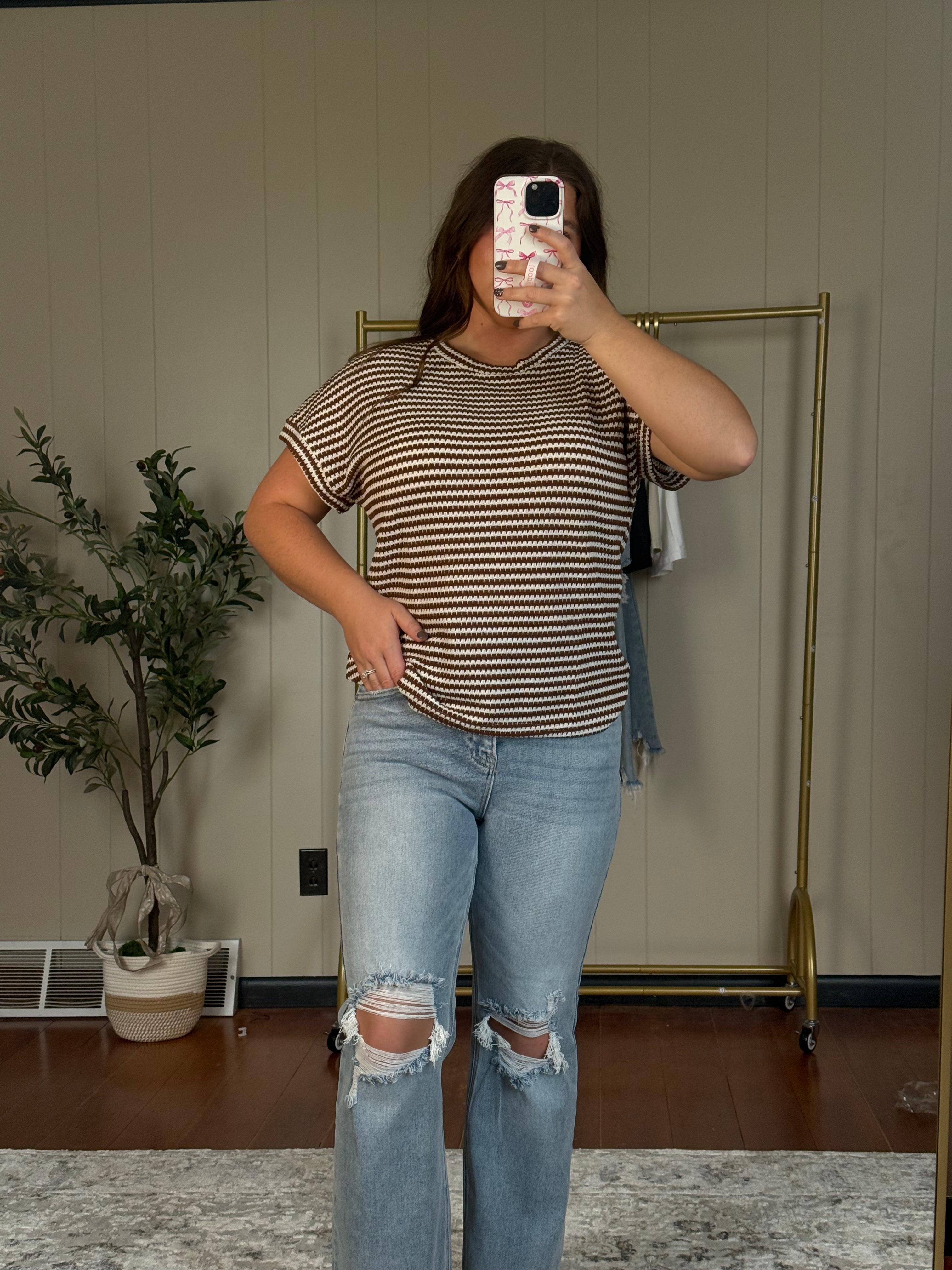 Coffee Striped Top