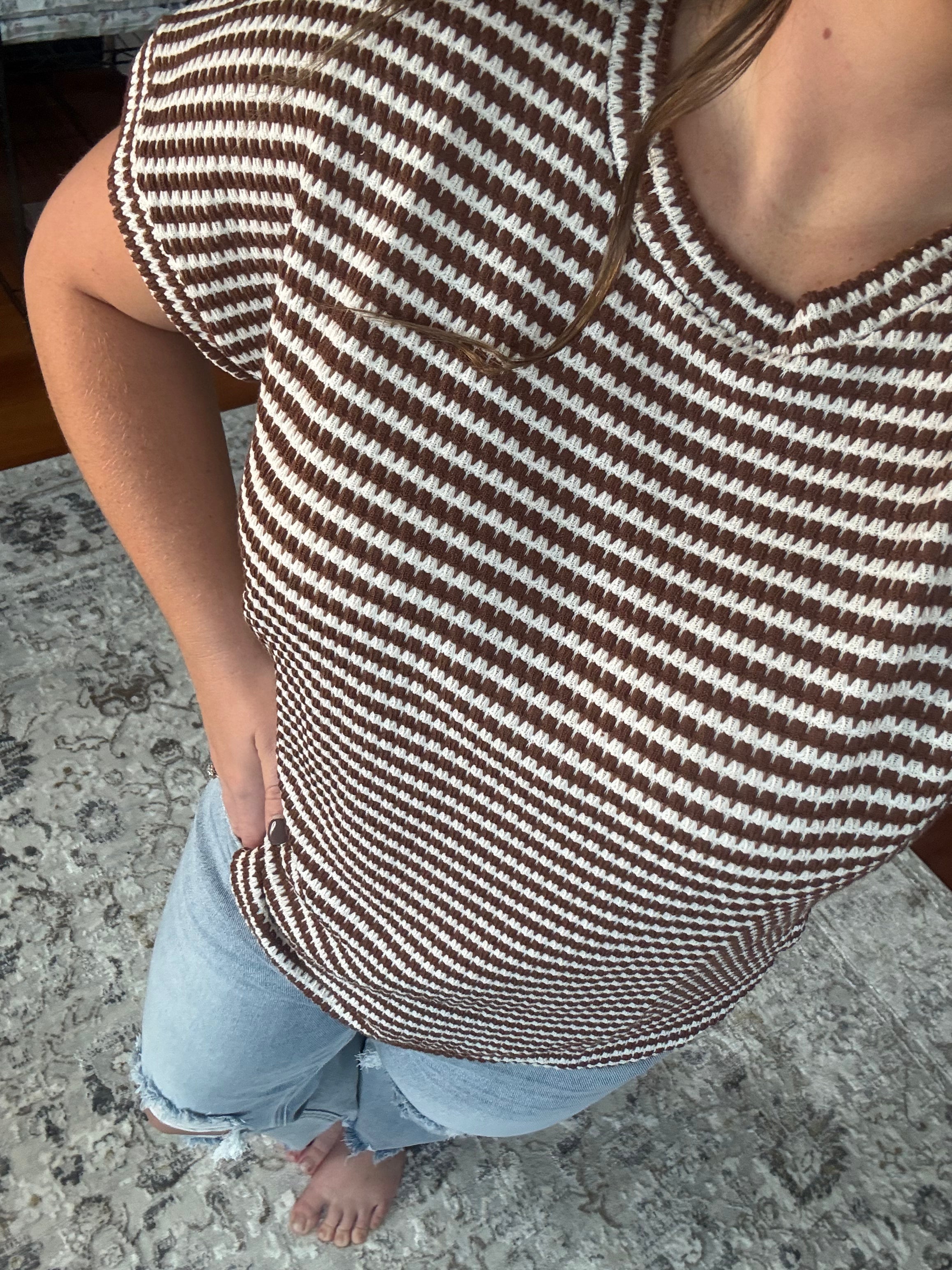 Coffee Striped Top